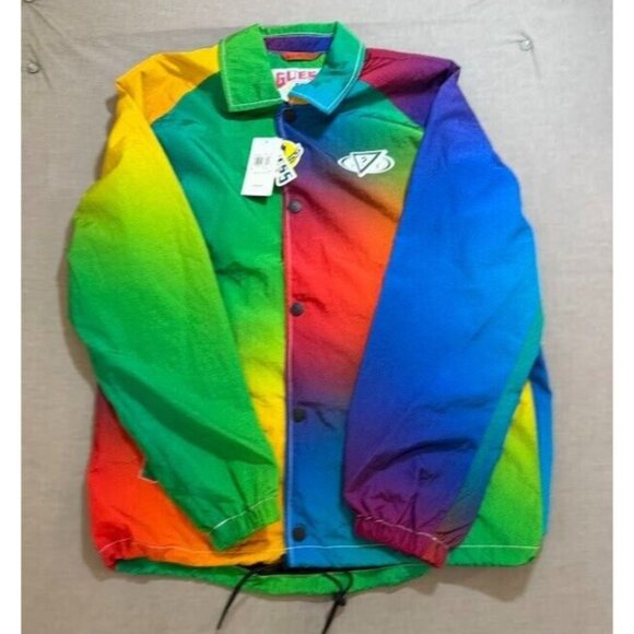 Guess x J. Balvin 2020 Jacket Adult S Multicolor Logo Full Zip Long Sleeve Mens